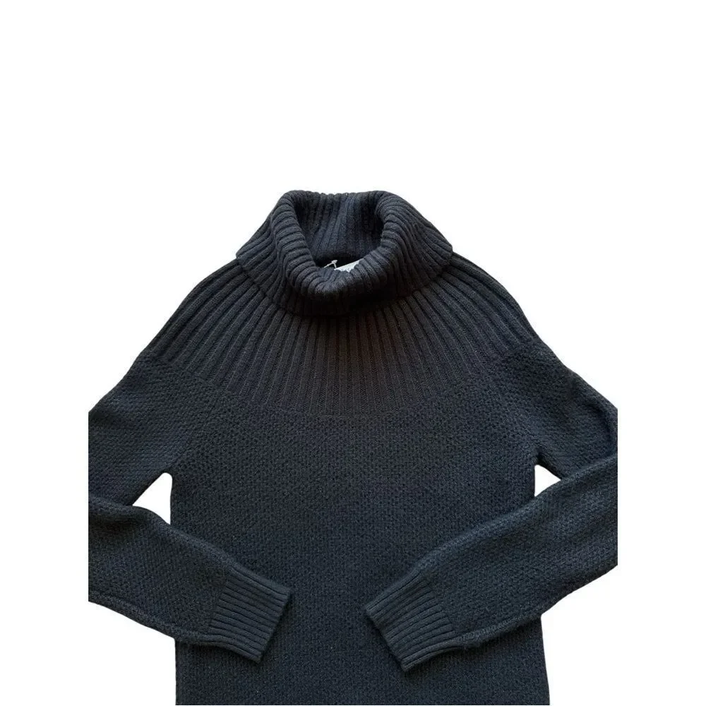 NWT J.Crew XS Black Mixed StitchCowl Neck Sweater Preppy Classic